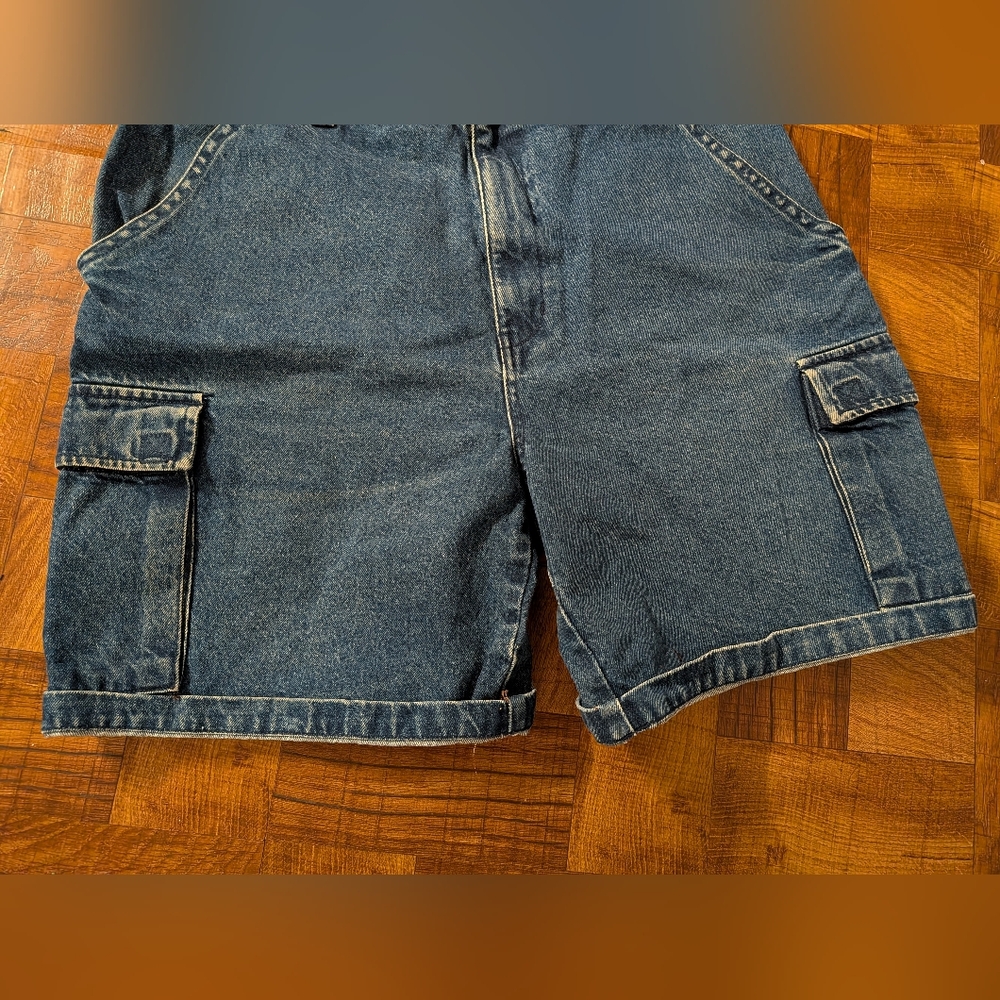 Route 66 Vintage Y2K Blue Jean Cargo Shorts Heavyweight Outdoor Men's 38 - Picture 2 of 6